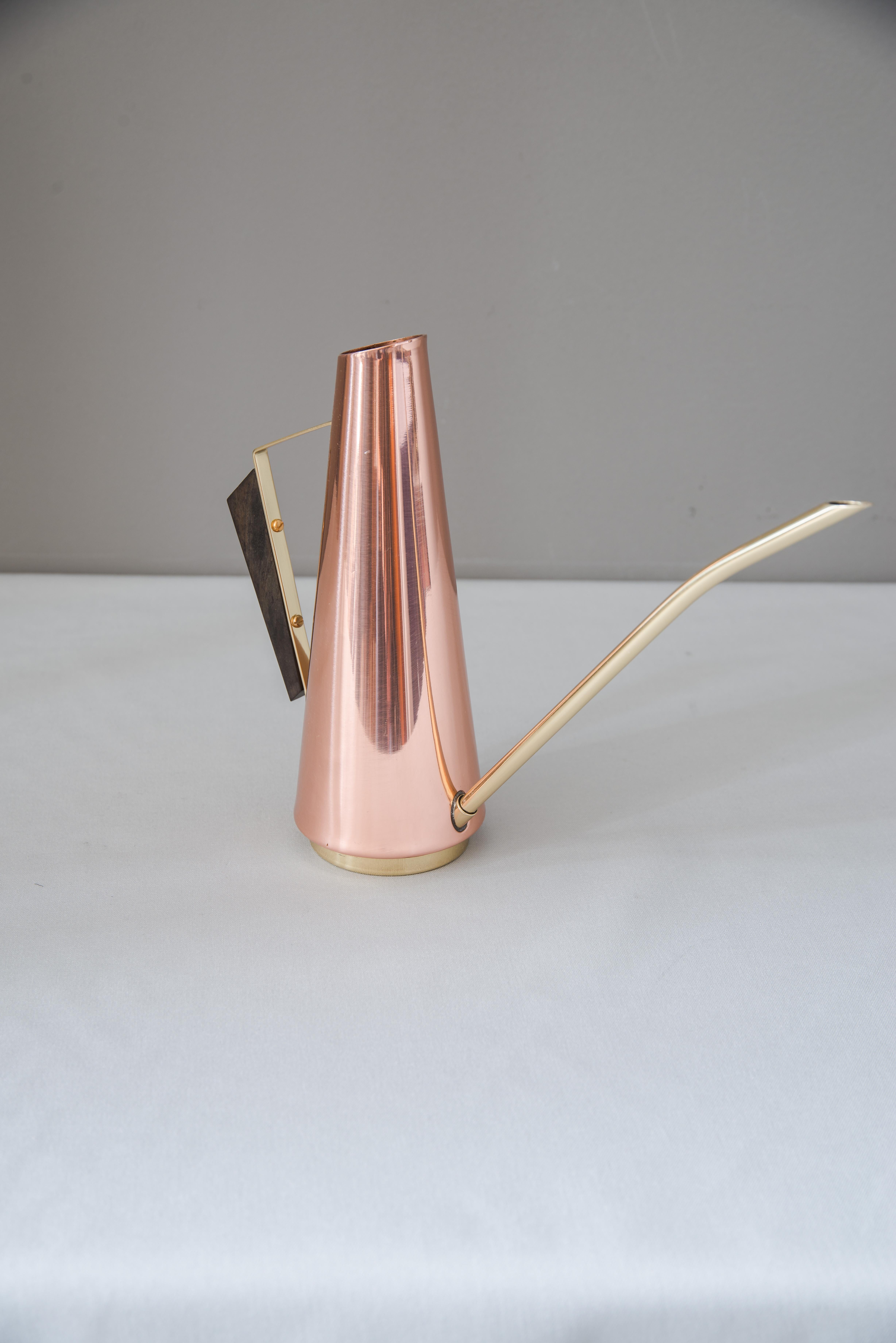 Austrian Copper Watering Can with Wood Handle and Brass Parts, circa 1960s
