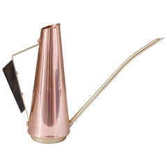 Retro Copper Watering Can with Wood Handle and Brass Parts, circa 1960s