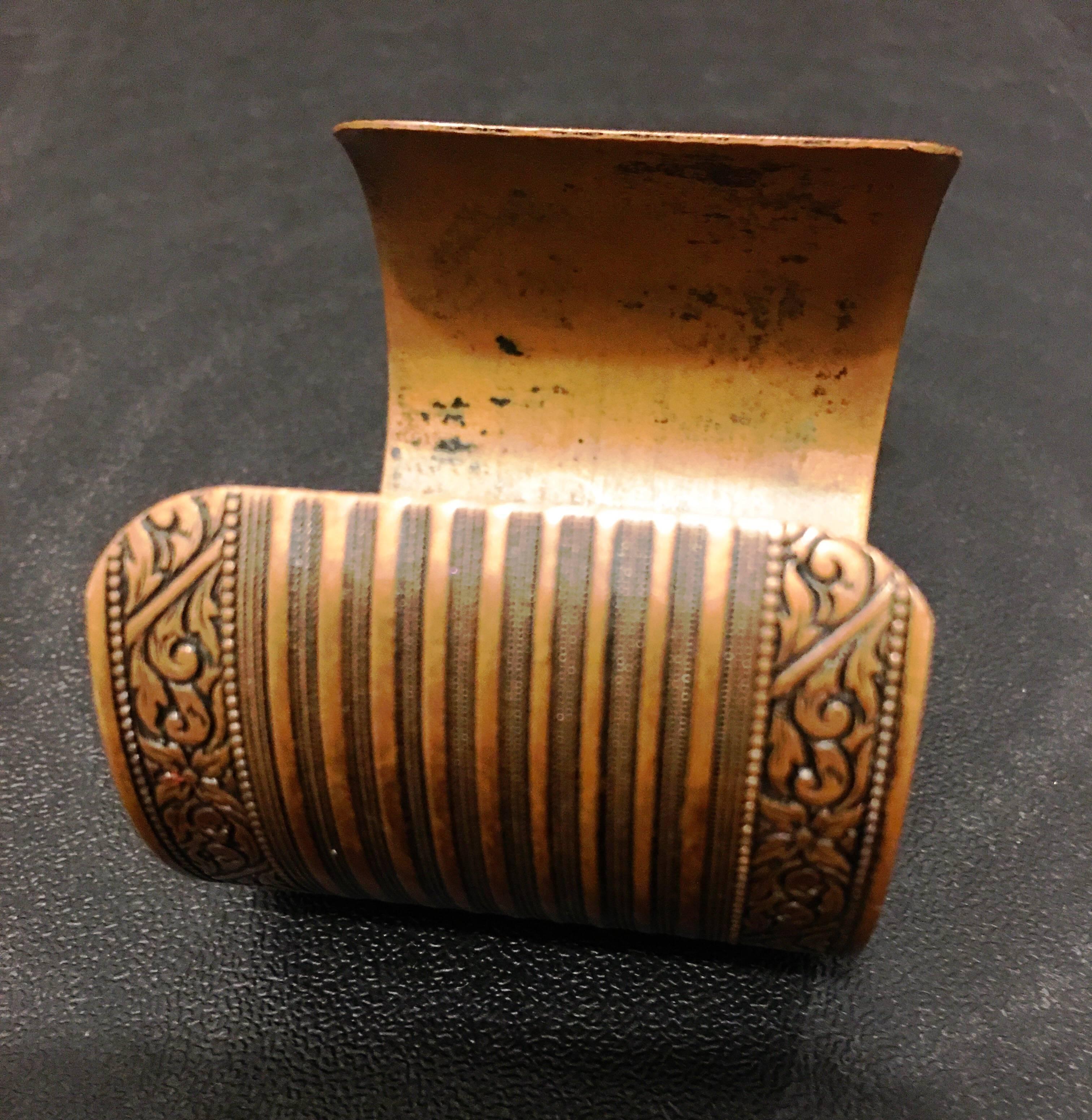 Women's or Men's Coppercraft Guild Unique Copper Imprint Cuff For Sale