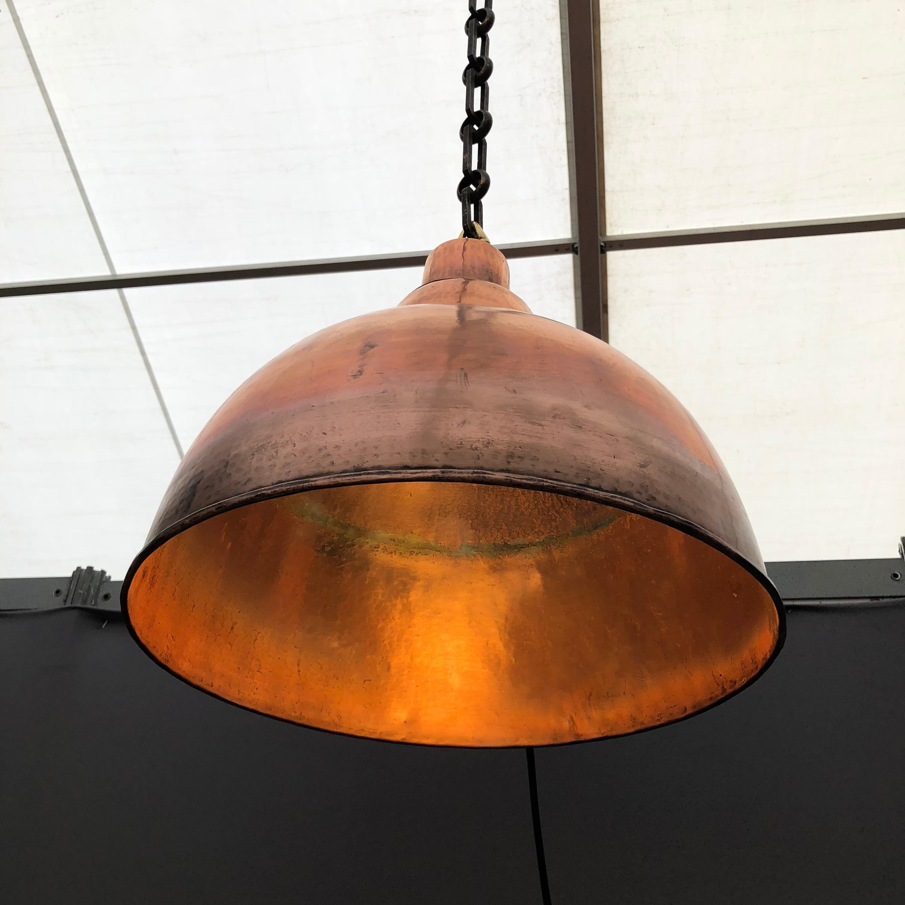 Coppered Brass Ceiling Light In Good Condition In Crespieres, FR