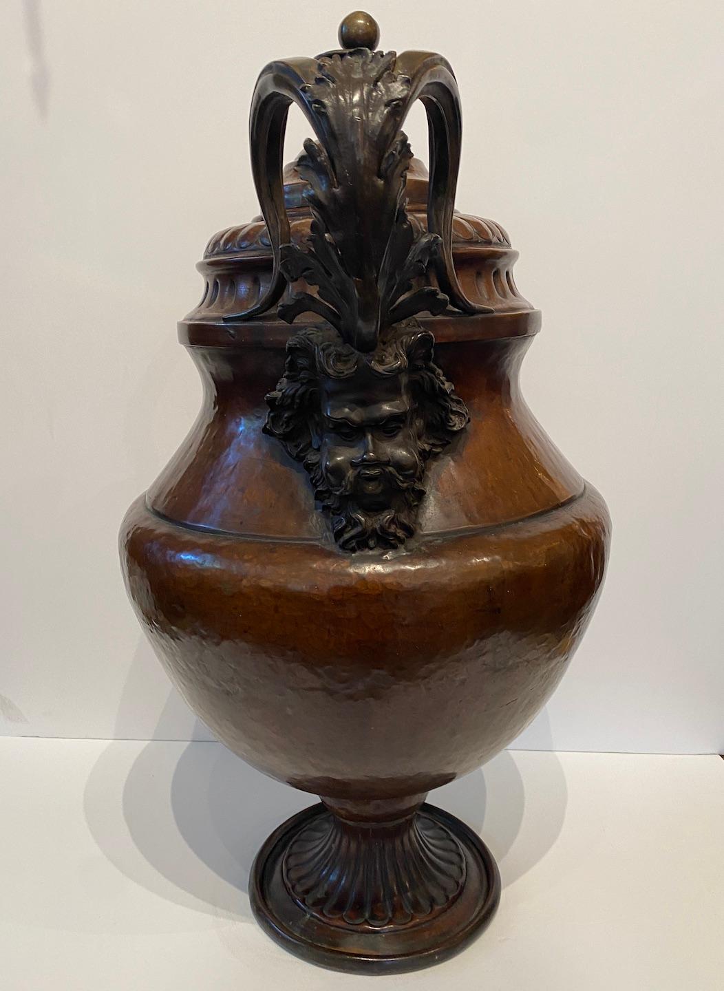 Cast Coppered Covered Urn With Bronze Mounts For Sale