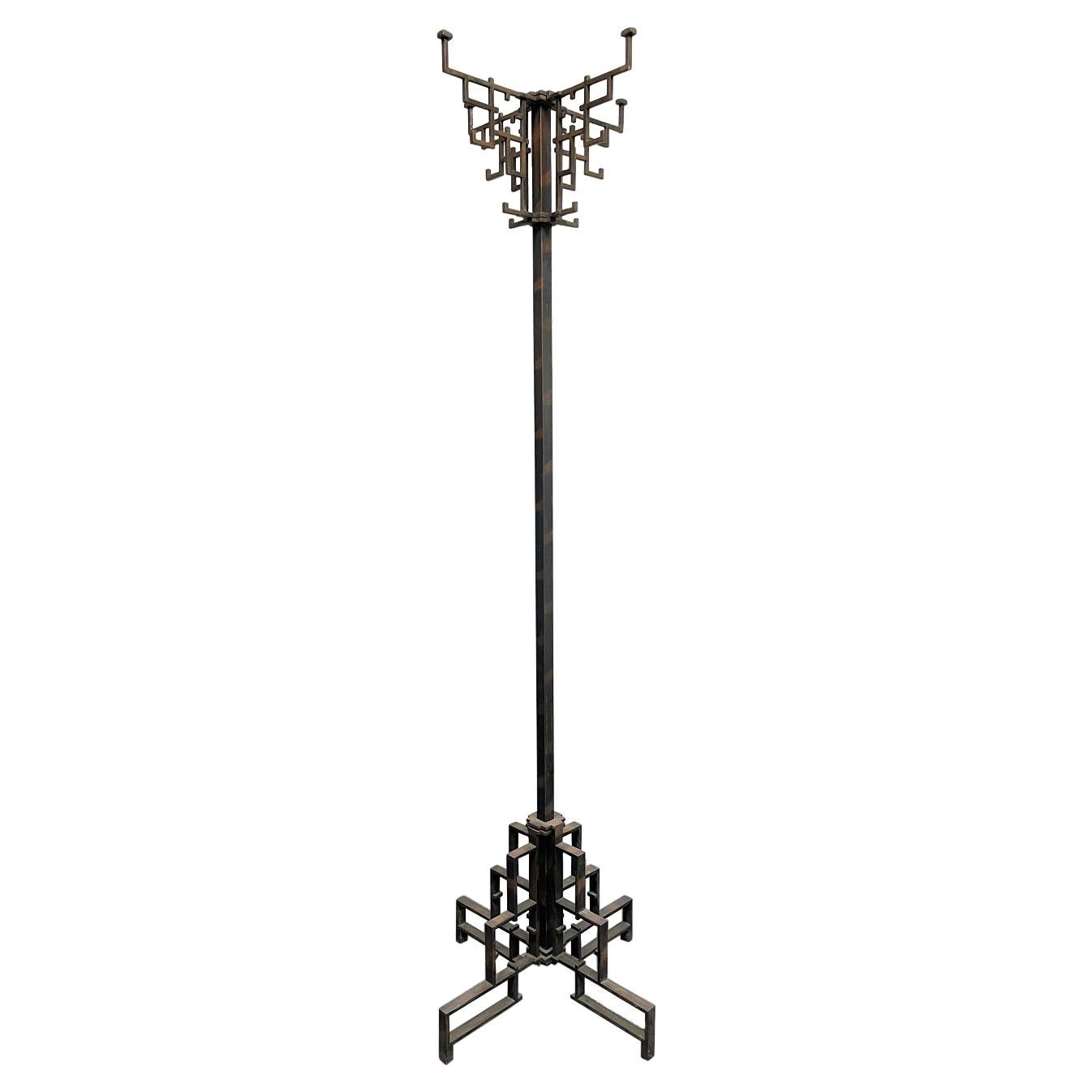 FreeStanding TwoTier Coat Rack or Coat Stand Solid Brass, Steel, Cast