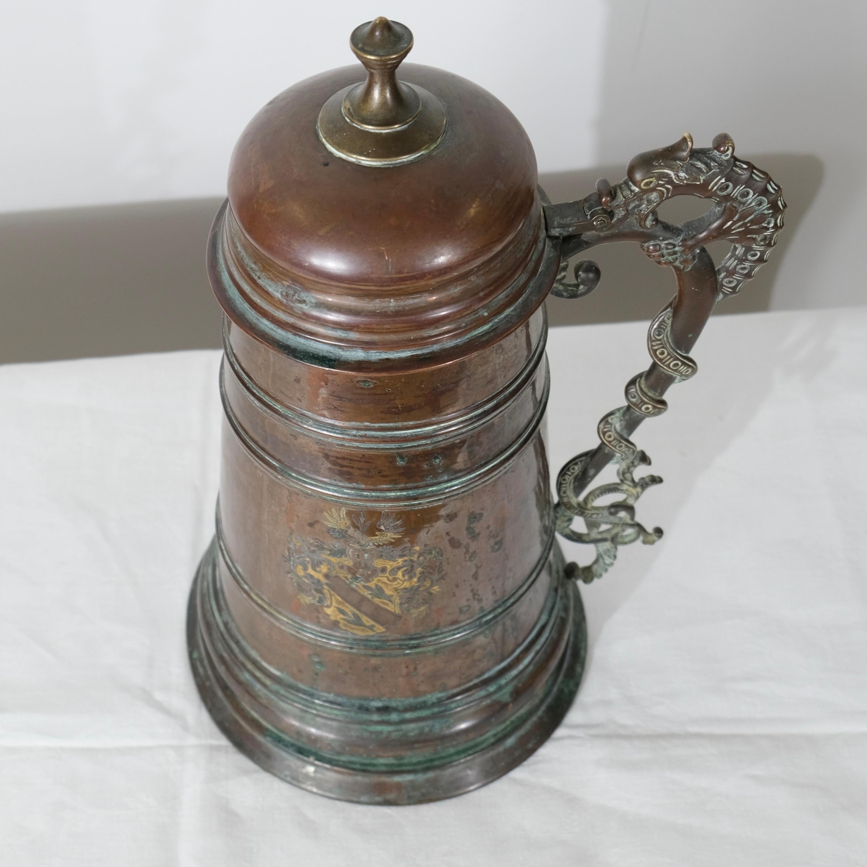 Brocca di rame in stile vichingo forn nordico realizzata nel 1908 da B Beskow in vendita 4