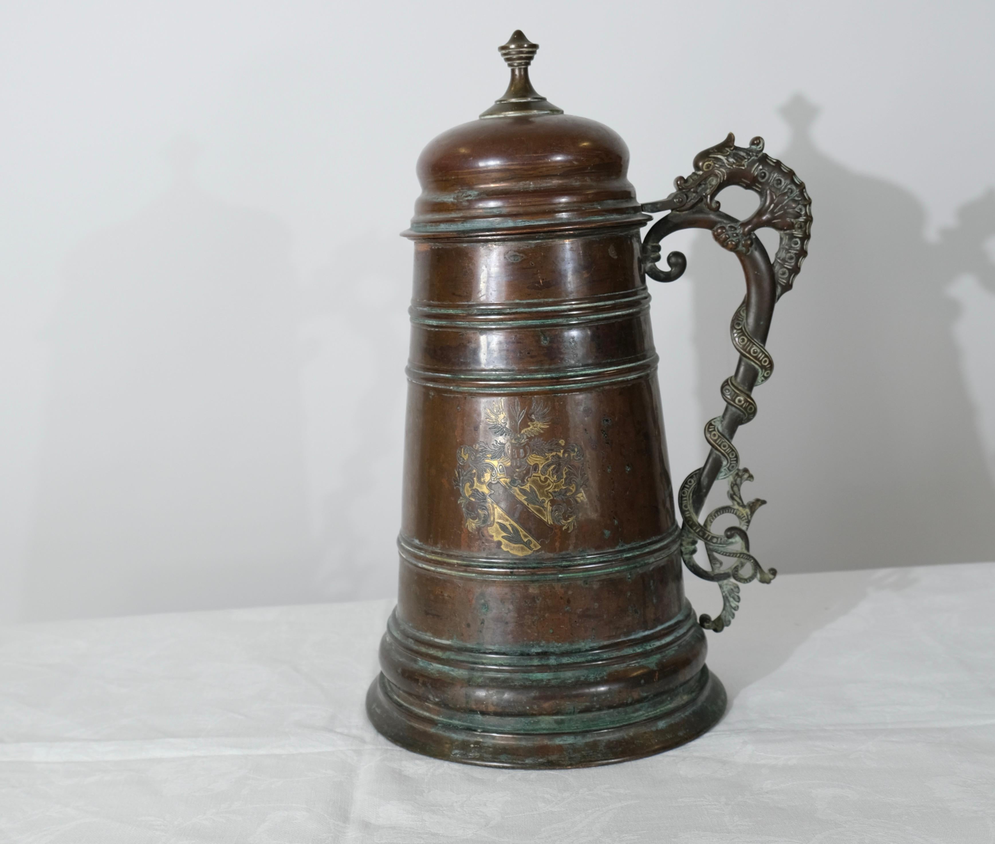 Brocca di rame in stile vichingo forn nordico realizzata nel 1908 da B Beskow in vendita 5