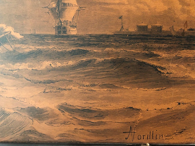 Copperplate Engraving "Fisherman In Their Return" Jakob Hägg by