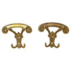 Pair of golden brass coat racks - Classic Italian design, 1970s