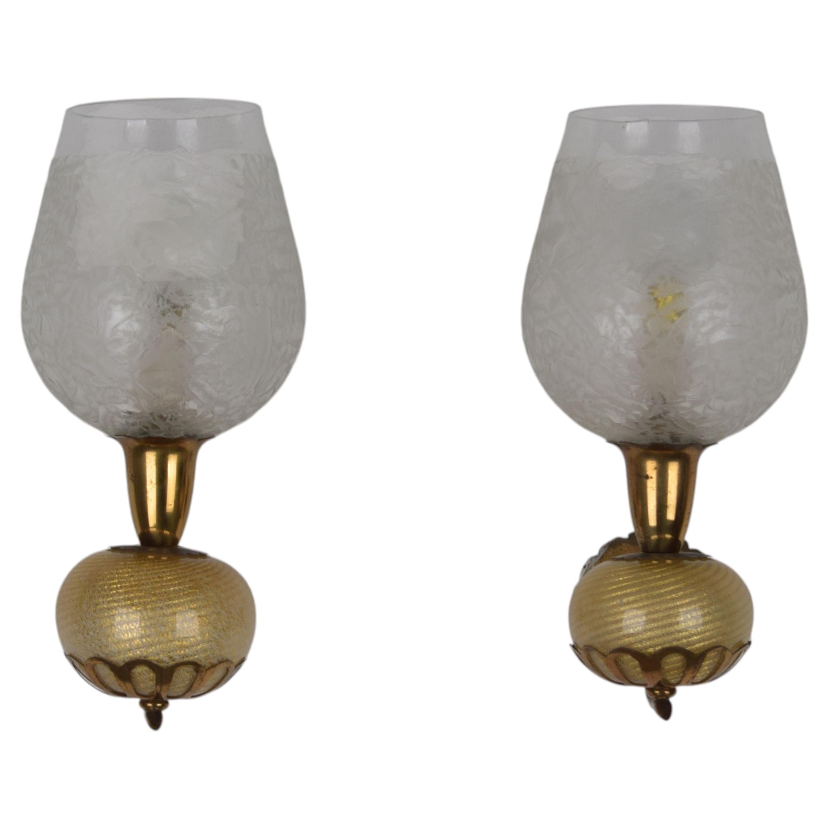 Pair of Barovier & Toso wall sconces, 1940s