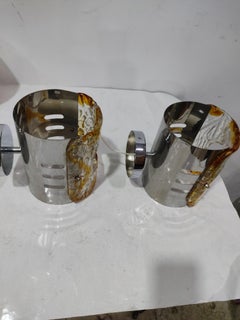 pair murano glass wall sconces 60s 70s