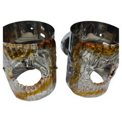 pair murano glass wall sconces 60s 70s