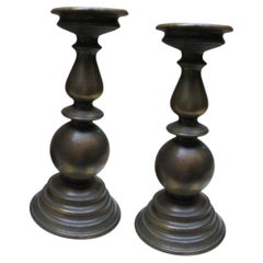 Paire de bases de lampes de table en bronze fondues à l'italienne au début des années 1900