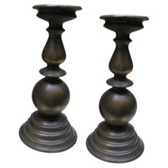 Paire de bases de lampes de table en bronze fondues à l'italienne au début des années 1900