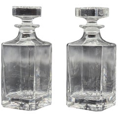 Pair of vintage cut-glass decanter bottles – height 23 cm