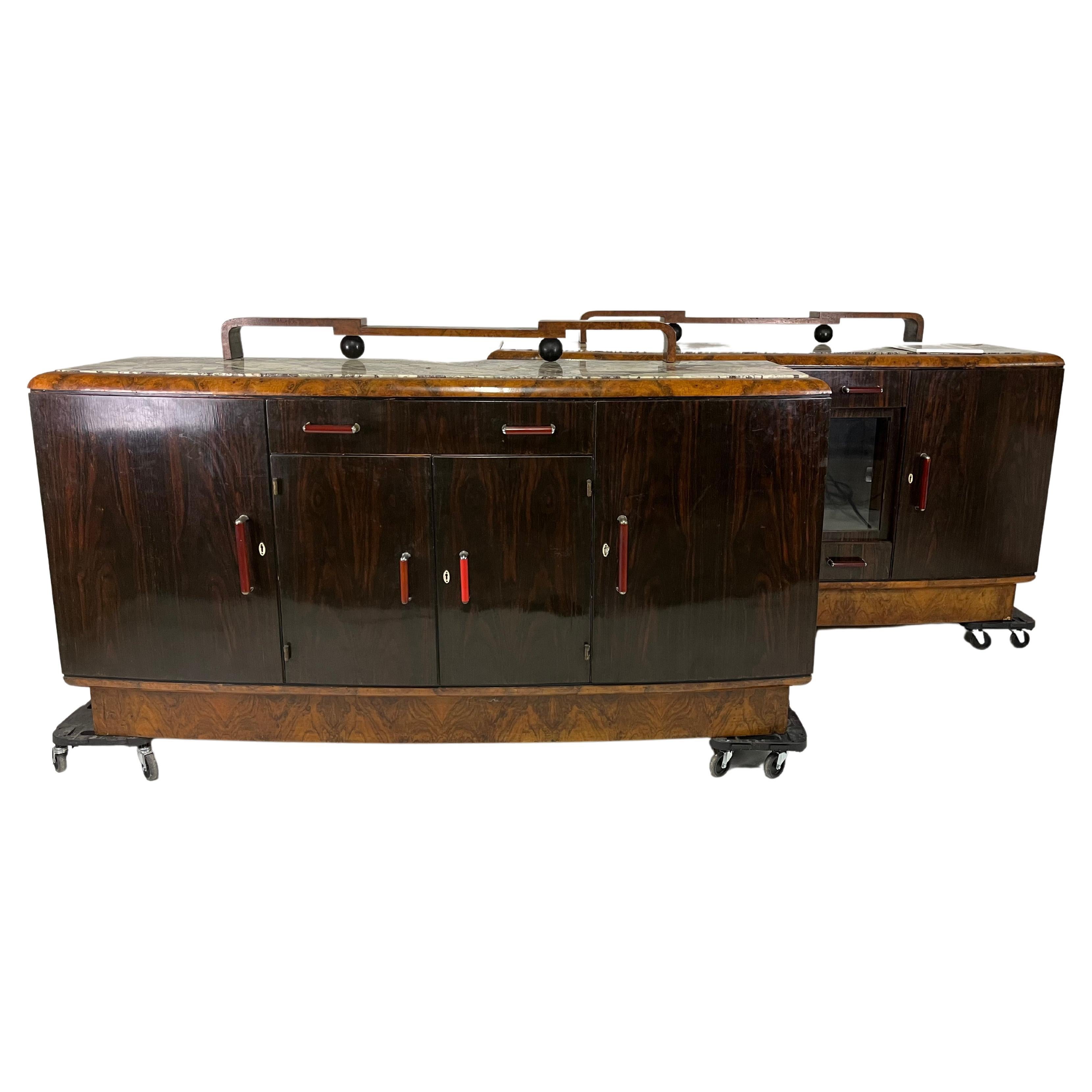 Pair of buffets Gaetano Borsani Atelier Varedo Deco 1930s' For Sale