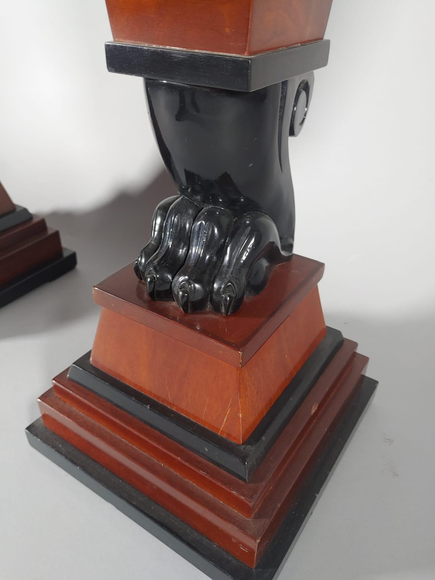 Pair of Austrian veneered columns with lion's paw Biedermeier circa1840s For Sale 1