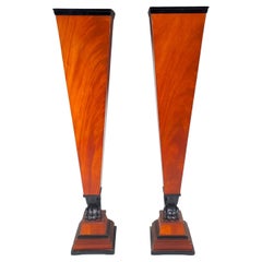 Paar österreichische furnierte Säulen mit Löwentatze Biedermeier um 1840