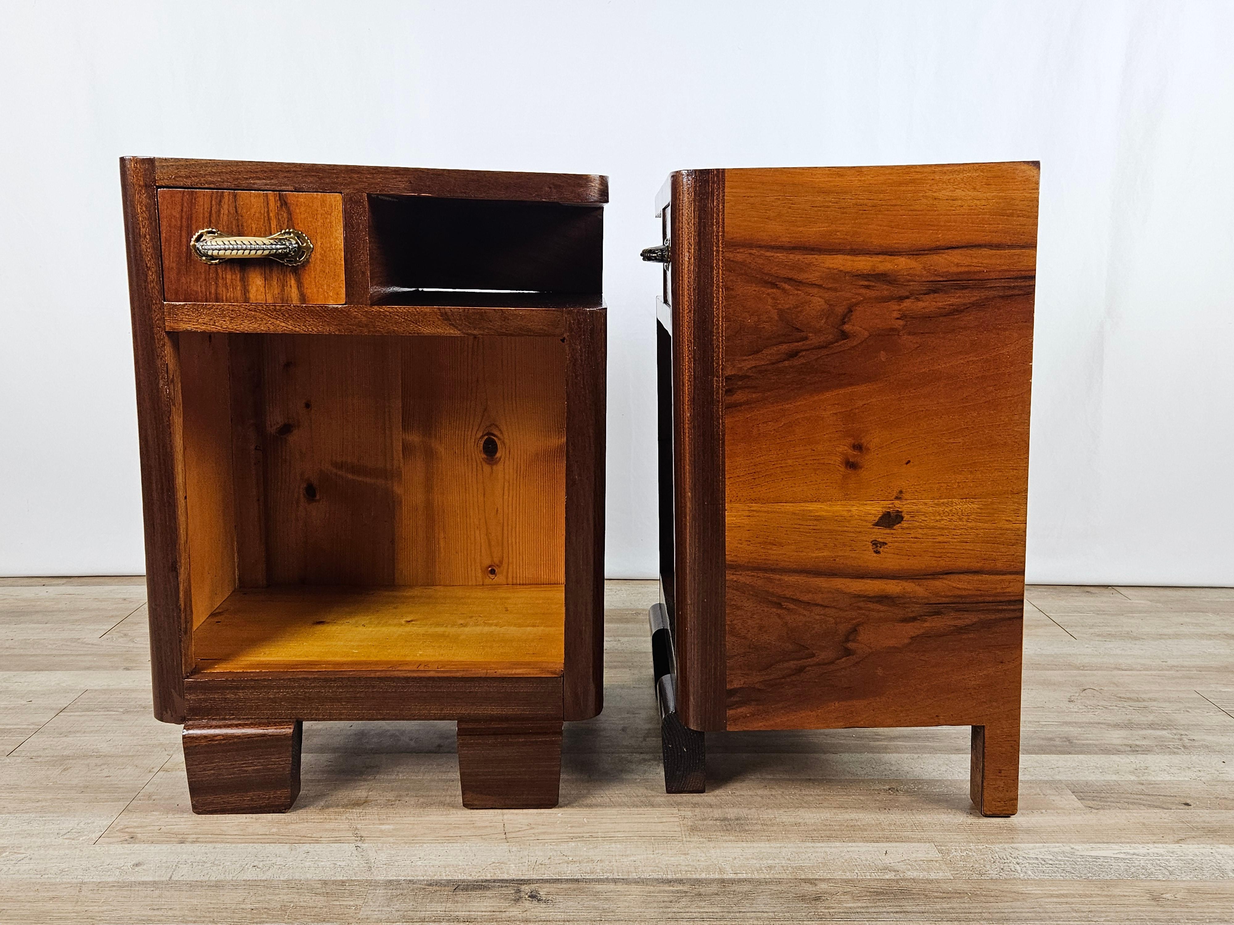Pair of Art Deco bedside tables open space 1940s In Good Condition For Sale In Premariacco, IT