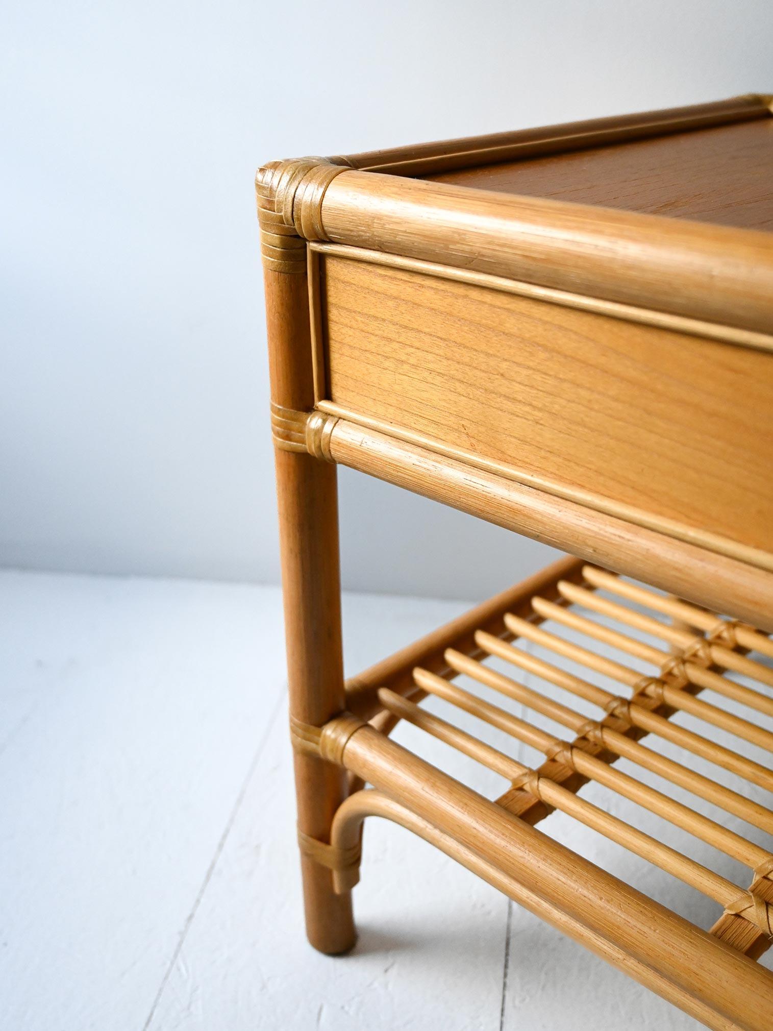 Paire de tables de chevet en bambou et rotin tressé DUX en vente 1