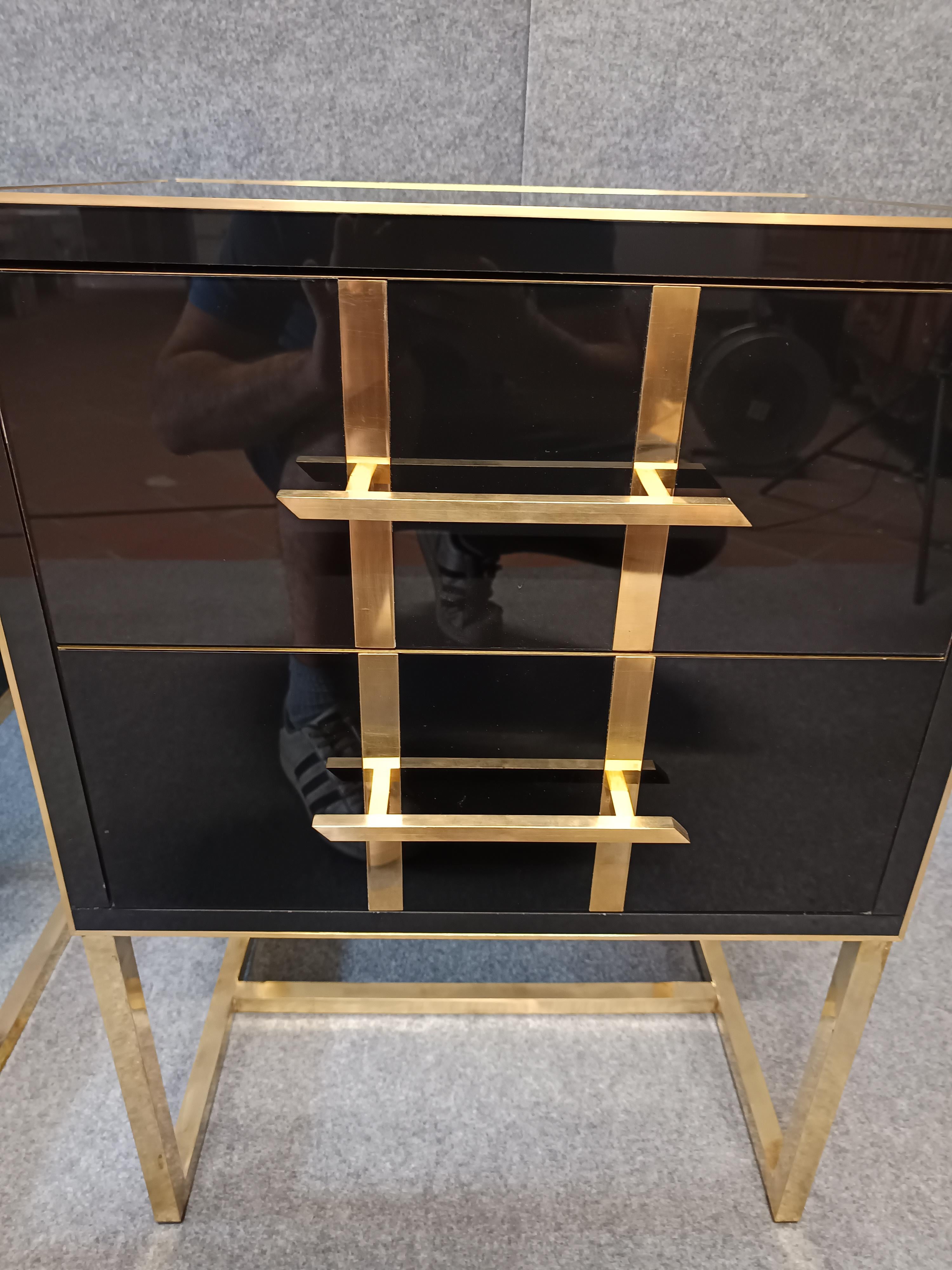 black glass side tables 2 drawers designer justfurnituress in vendita 2