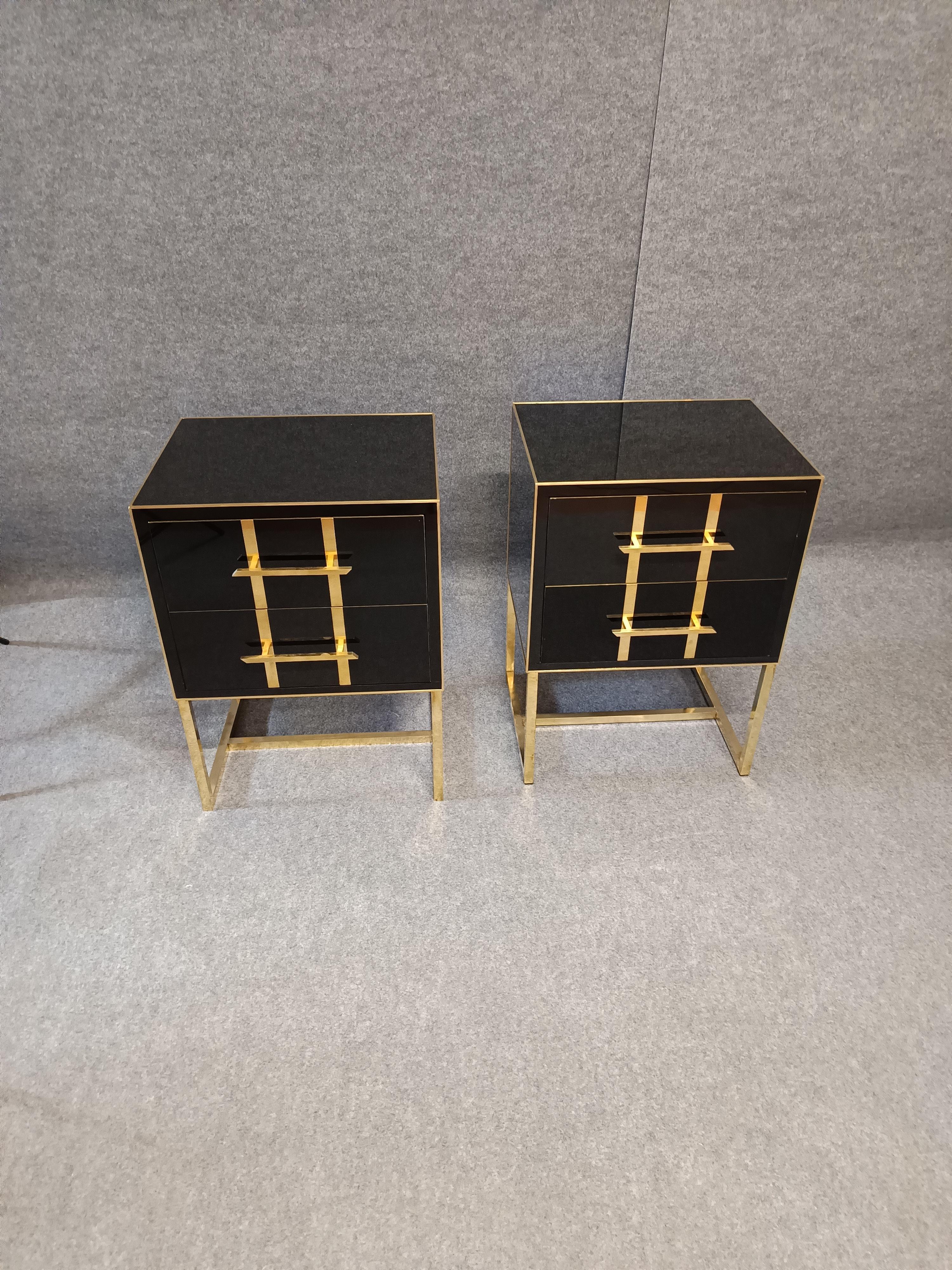black glass side tables 2 drawers designer justfurnituress in vendita 5