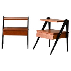 Pair of 1960s Scandinavian nightstands with black detailing