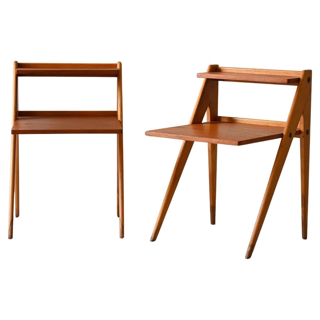 Coppia comodini scandinavi anni ’60 con mensole