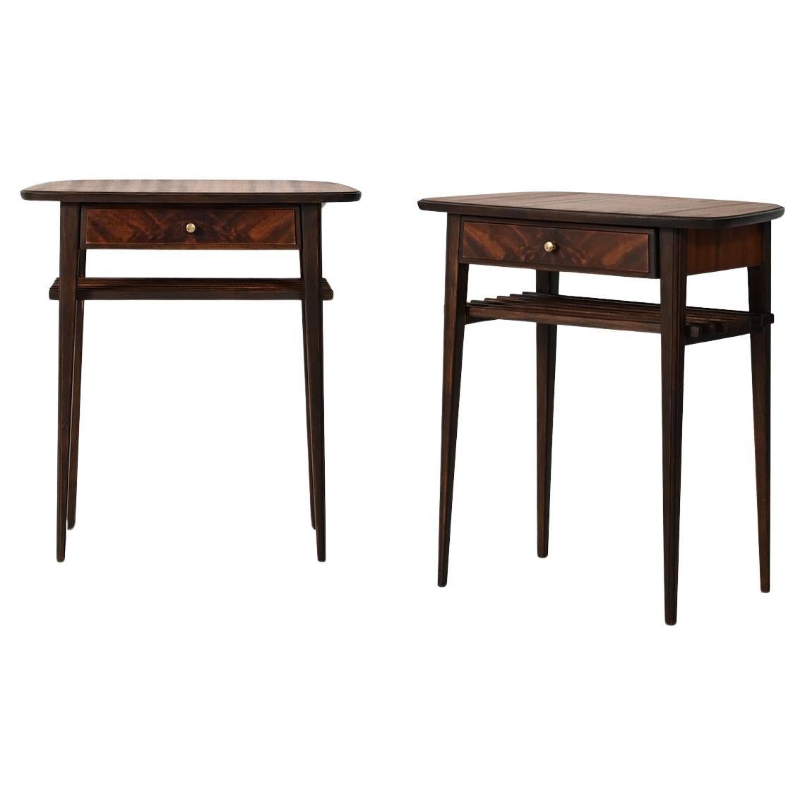 Coppia comodini scandinavi in mogano anni '50