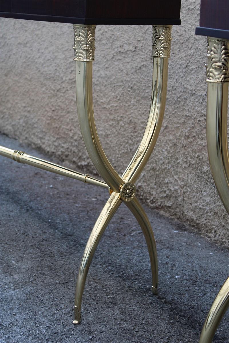 Coppia Console Ecclettiche 1950 Italia Paolo Buffa Design marmo nero Ottone in vendita 7