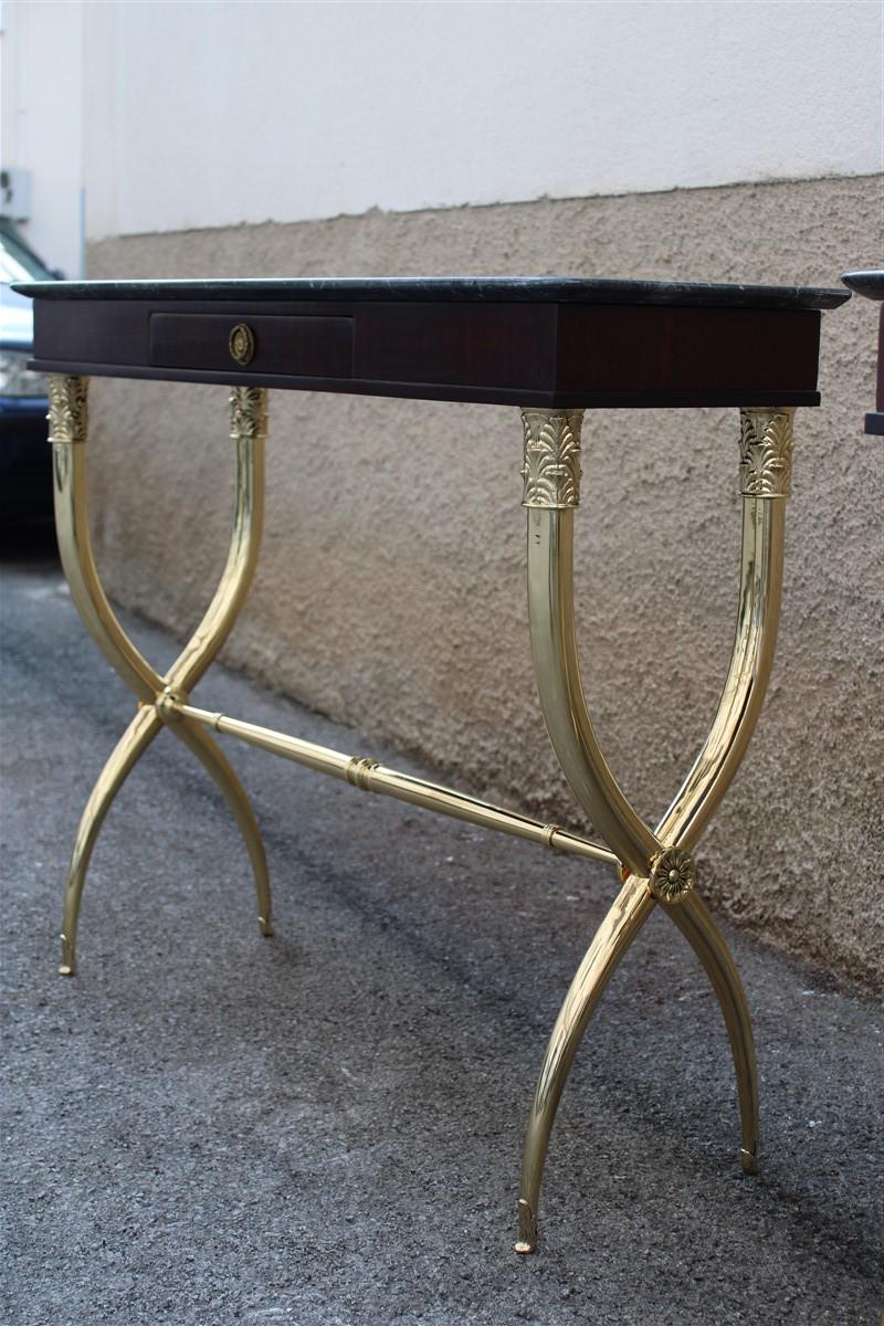 Coppia Console Ecclettiche 1950 Italia Paolo Buffa Design marmo nero Ottone in vendita 8