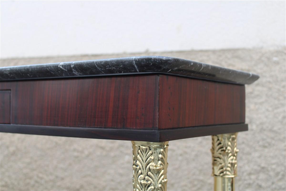 Coppia Console Ecclettiche 1950 Italia Paolo Buffa Design marmo nero Ottone in vendita 9