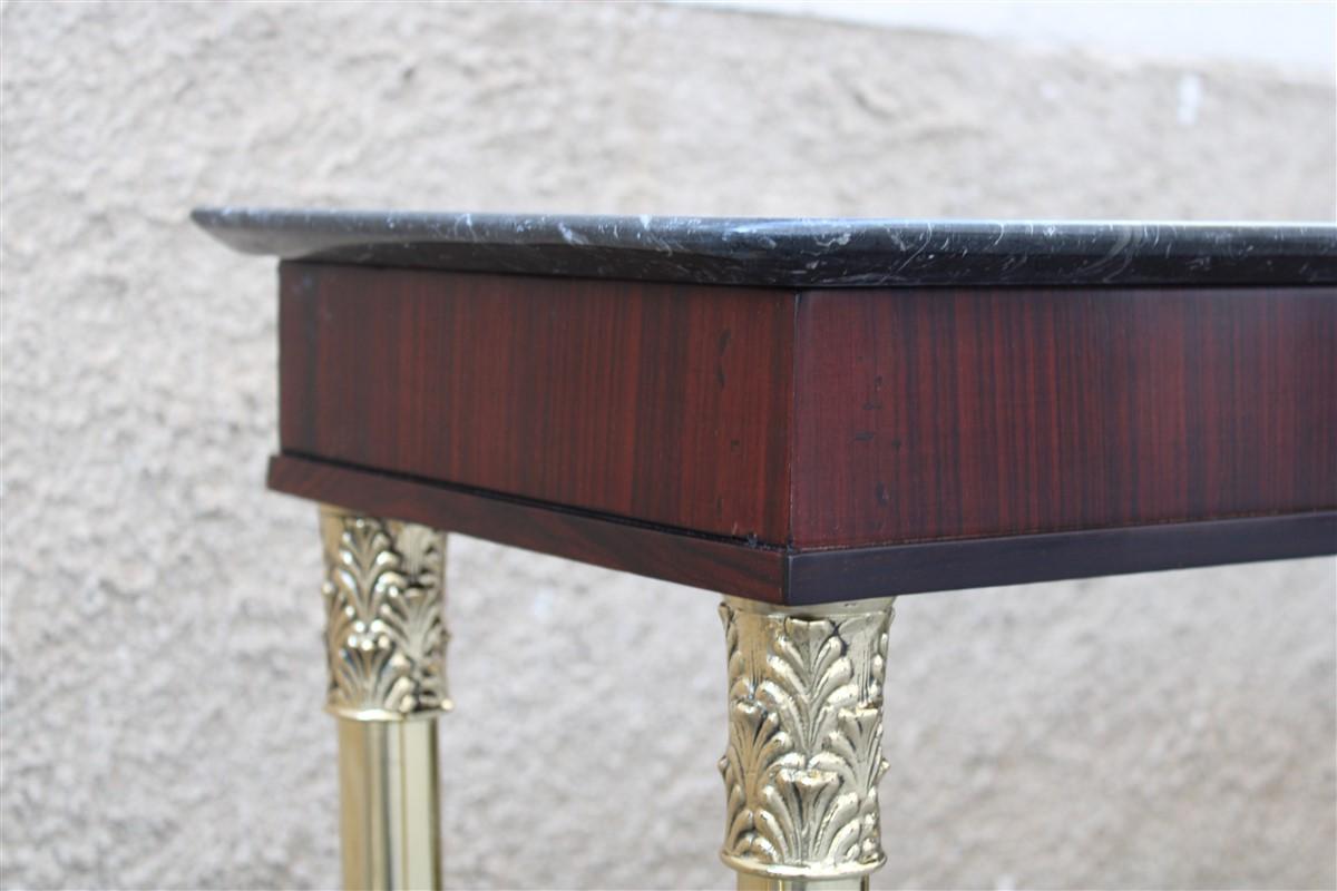 Mid-20th Century Coppia Console Ecclettiche 1950 Italia Paolo Buffa Design marmo nero Ottone in vendita