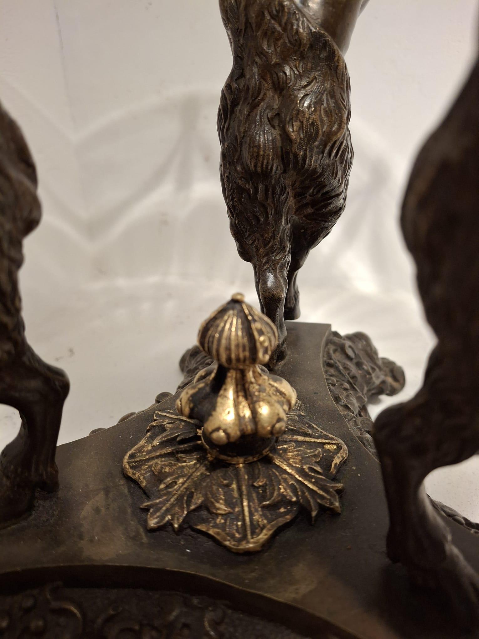 Gilt Pair of bronze centerpiece risers with double patina For Sale