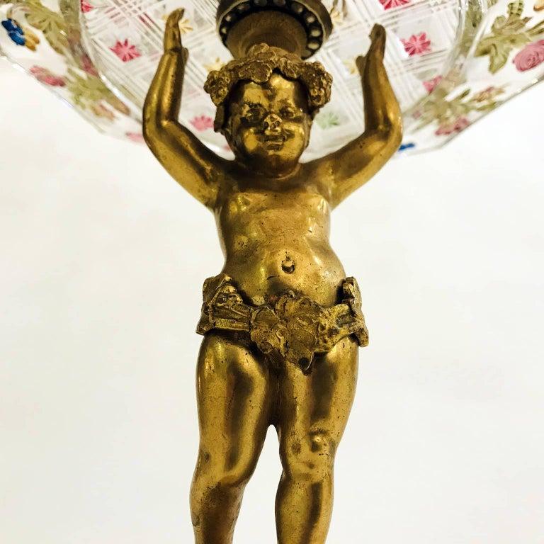 Autrichien Coppia di Alzate Per Dolci Austriache con Putti Dorati e Cristallo 1870 en vente