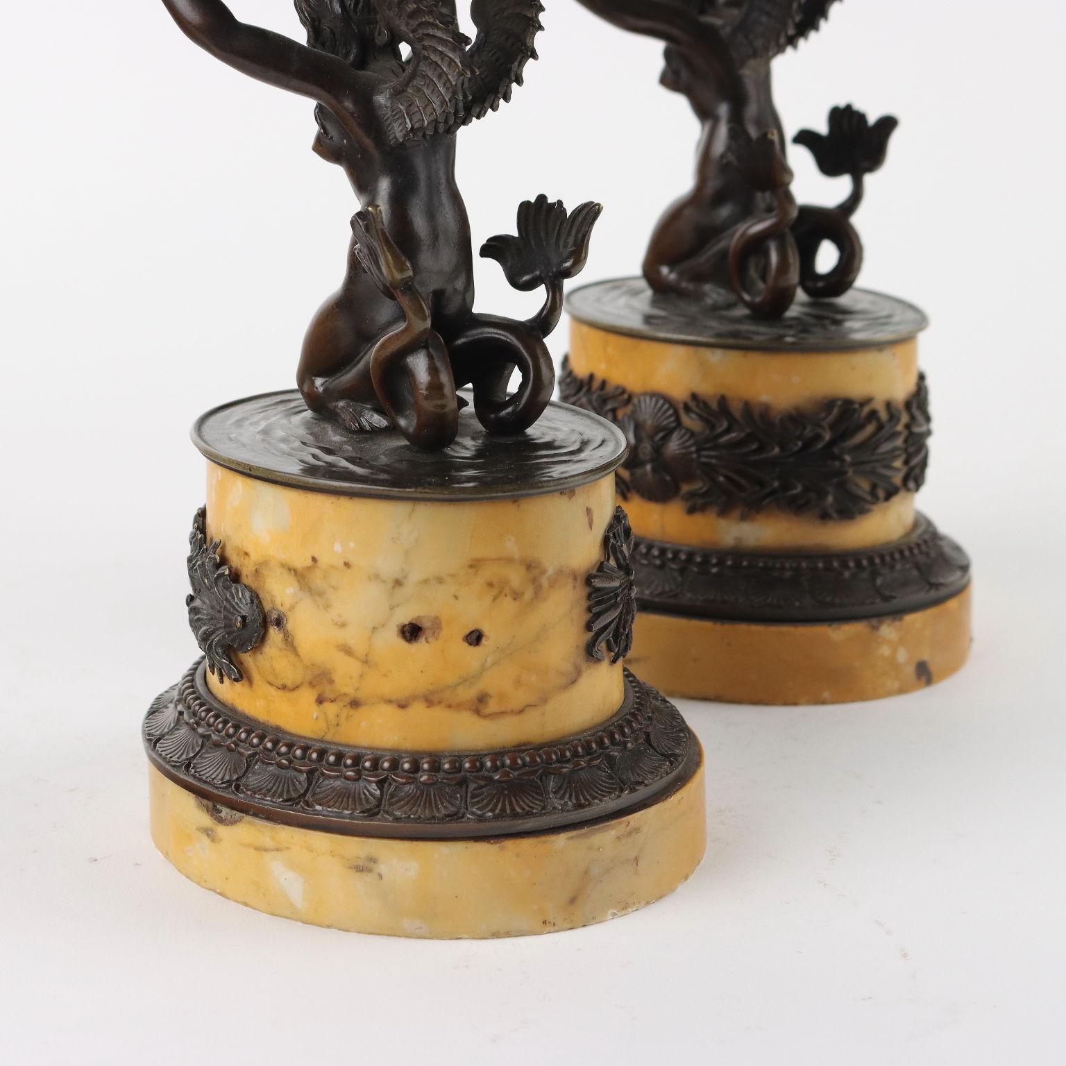 Pair of Bronze and Yellow Siena Marble Risers, Italy First Quarter 19thsec For Sale 4