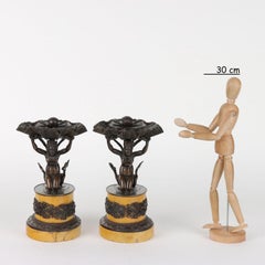 Paire d'élévateurs en bronze et en marbre jaune de Sienne, Italie Premier quart du 19e siècle