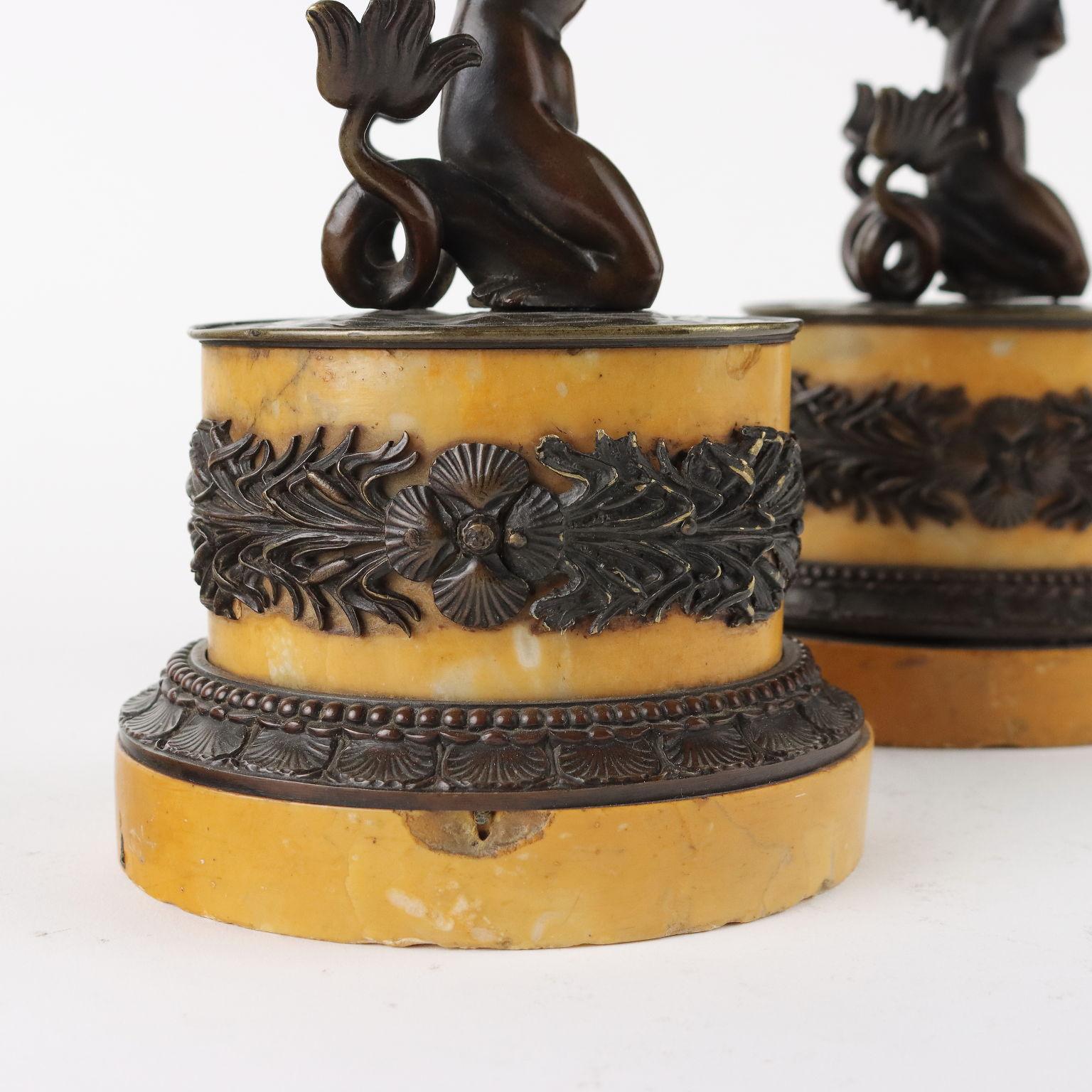 Pair of Bronze and Yellow Siena Marble Risers, Italy First Quarter 19thsec For Sale 3
