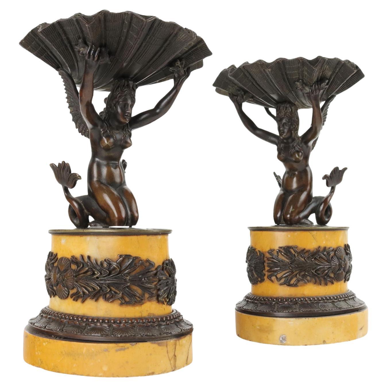 Pair of Bronze and Yellow Siena Marble Risers, Italy First Quarter 19thsec For Sale