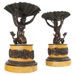 Antique Pair of Bronze and Yellow Siena Marble Risers, Italy First Quarter 19thsec