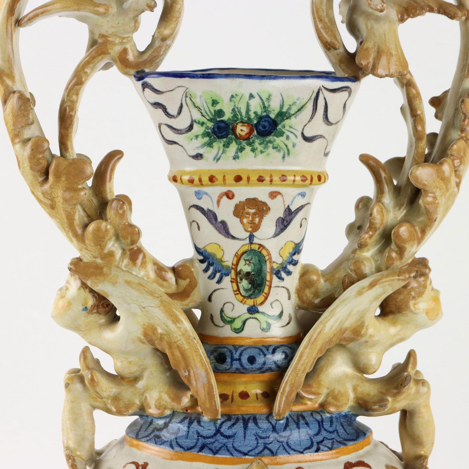 Coppia di Anfore in Maiolica Italia Centro Meridionale Fine '800 In condizioni buone in vendita a Milano, IT