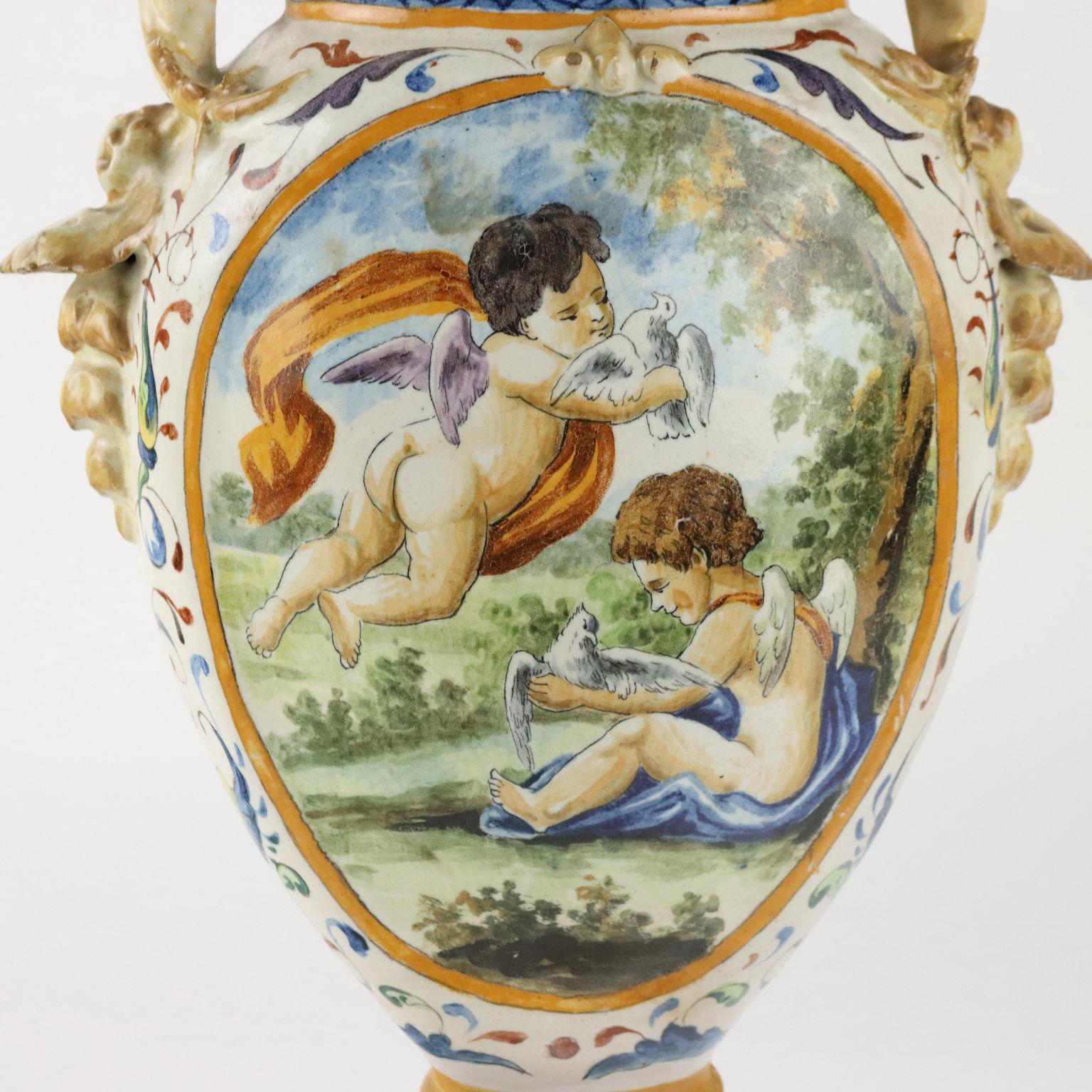 Late 19th Century Coppia di Anfore in Maiolica Italia Centro Meridionale Fine '800 in vendita
