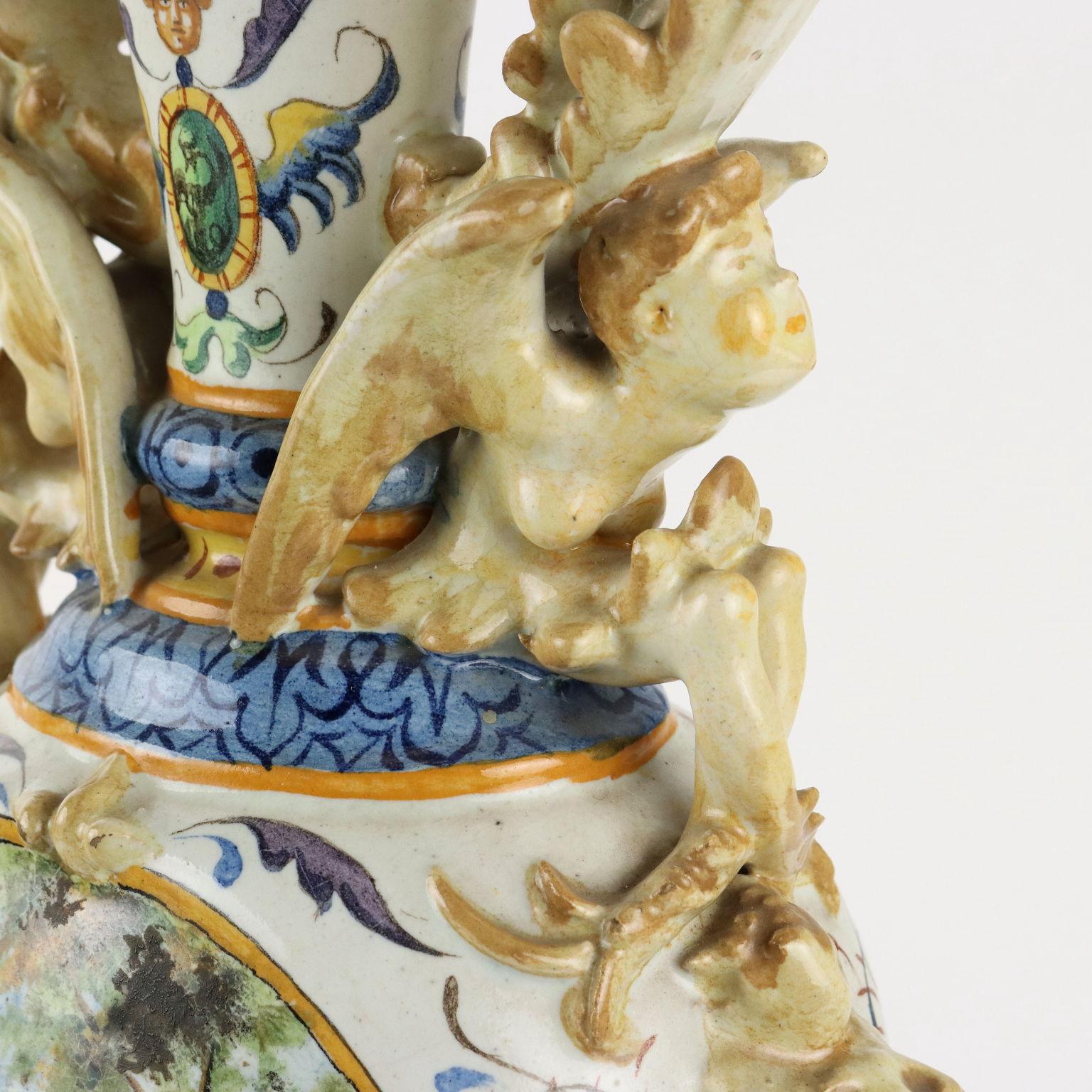 Coppia di Anfore in Maiolica Italia Centro Meridionale Fine '800 in vendita 2
