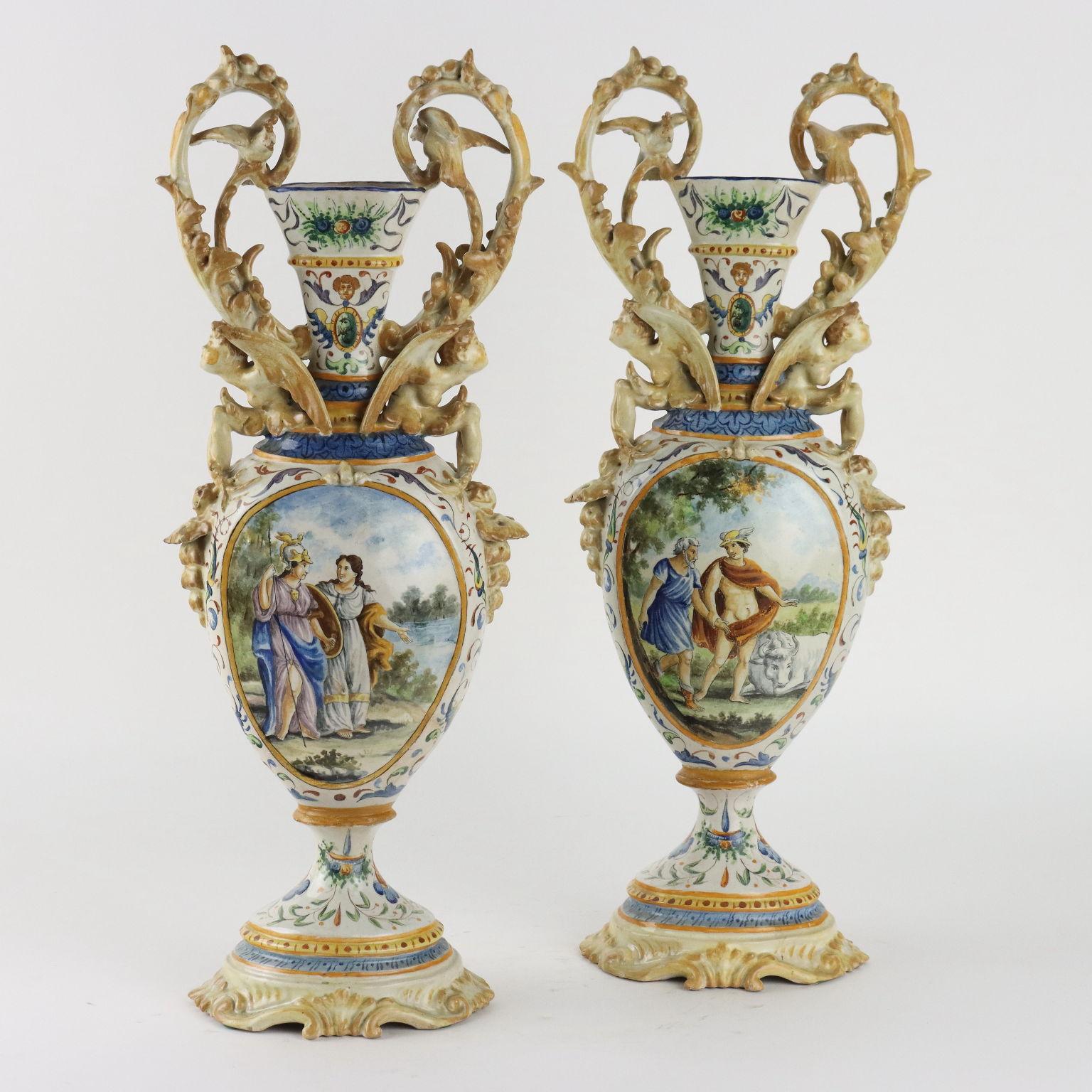 Coppia di Anfore in Maiolica Italia Centro Meridionale Fine '800 in vendita 3