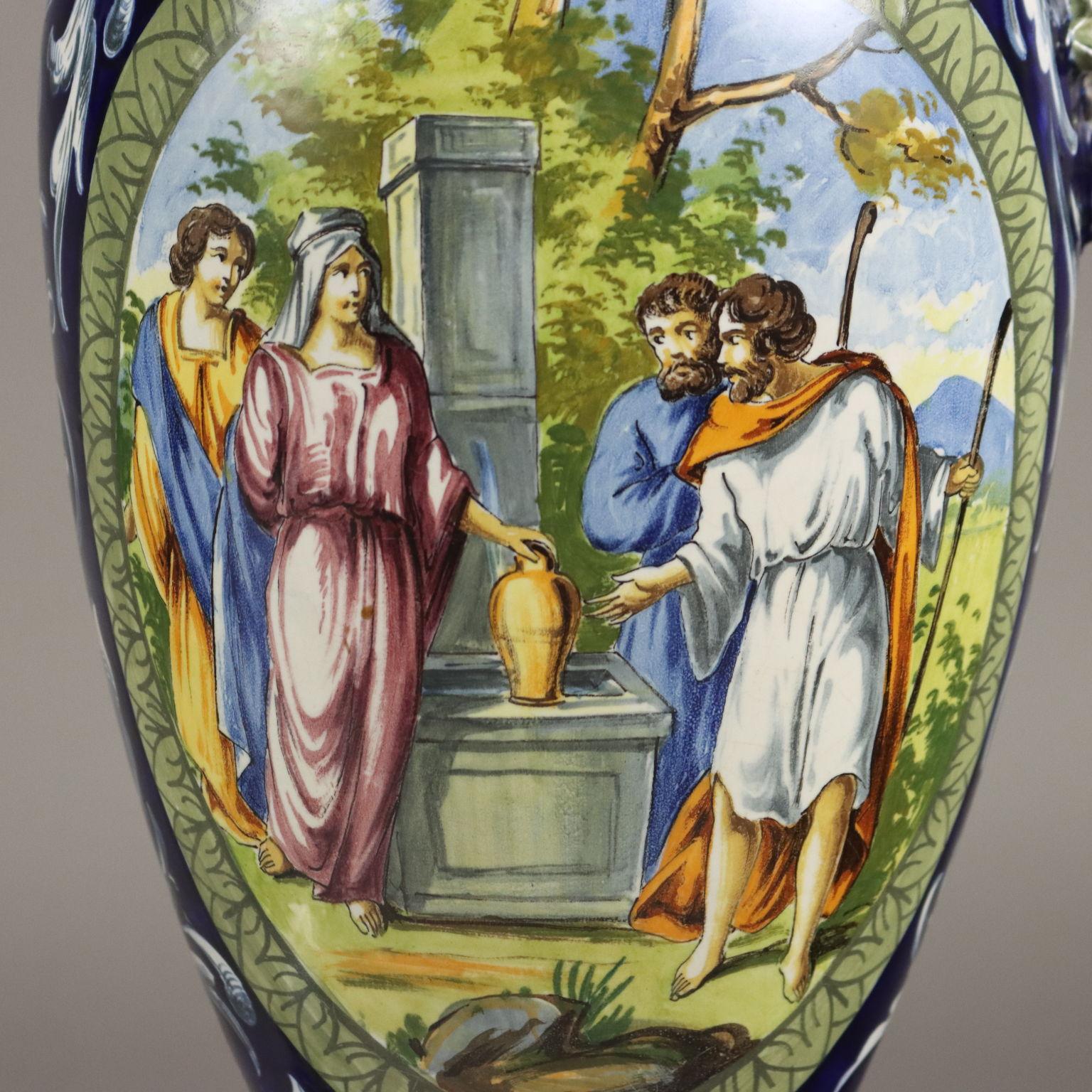 Paar Neorenaissance-Amphoren Italien Letztes Viertel 19 (Töpferwaren)