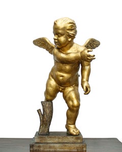 Pair of angels in gilded wood Rome 17th century