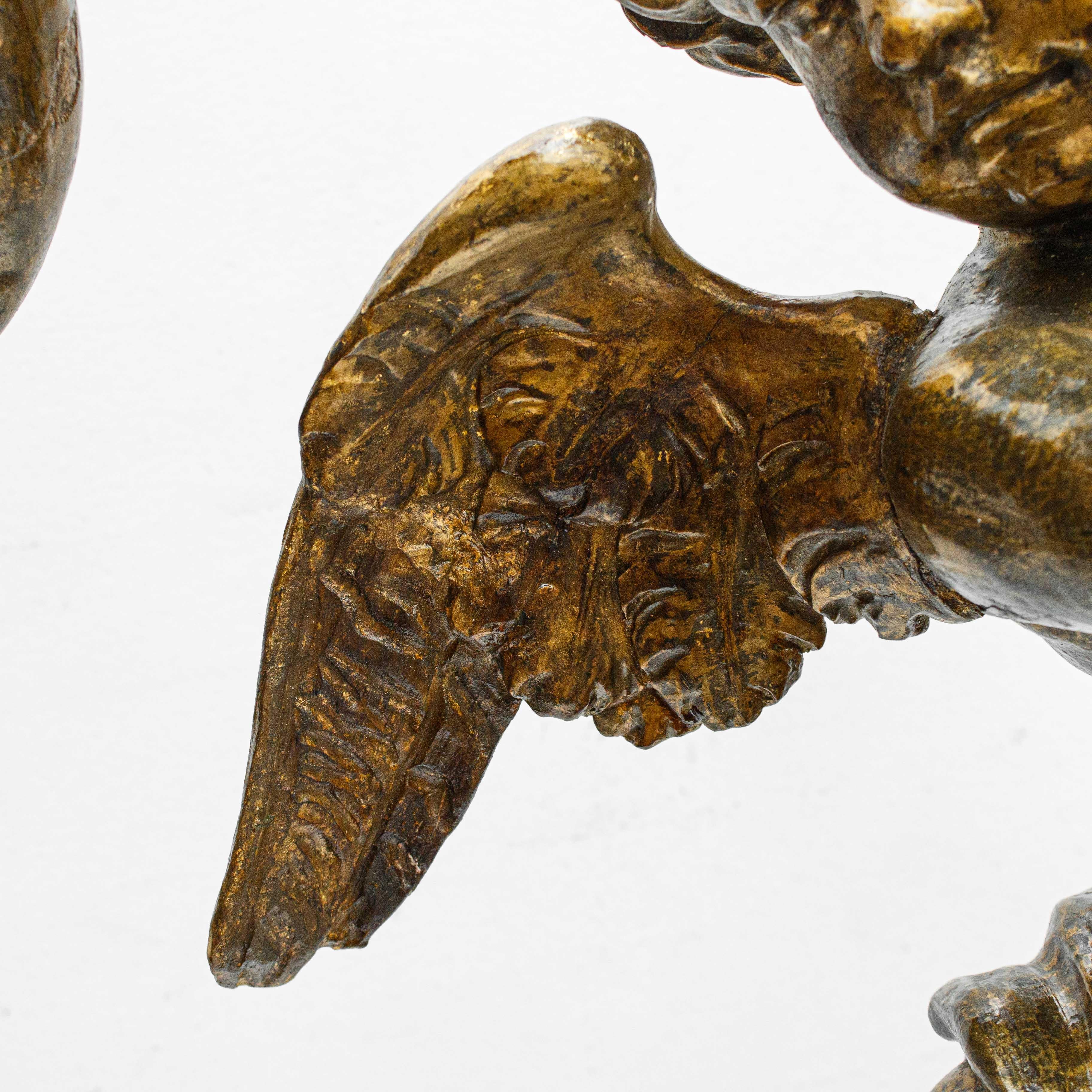 Pair of candle-bearing angels, Carved and gilded wood, 18th century For Sale 2