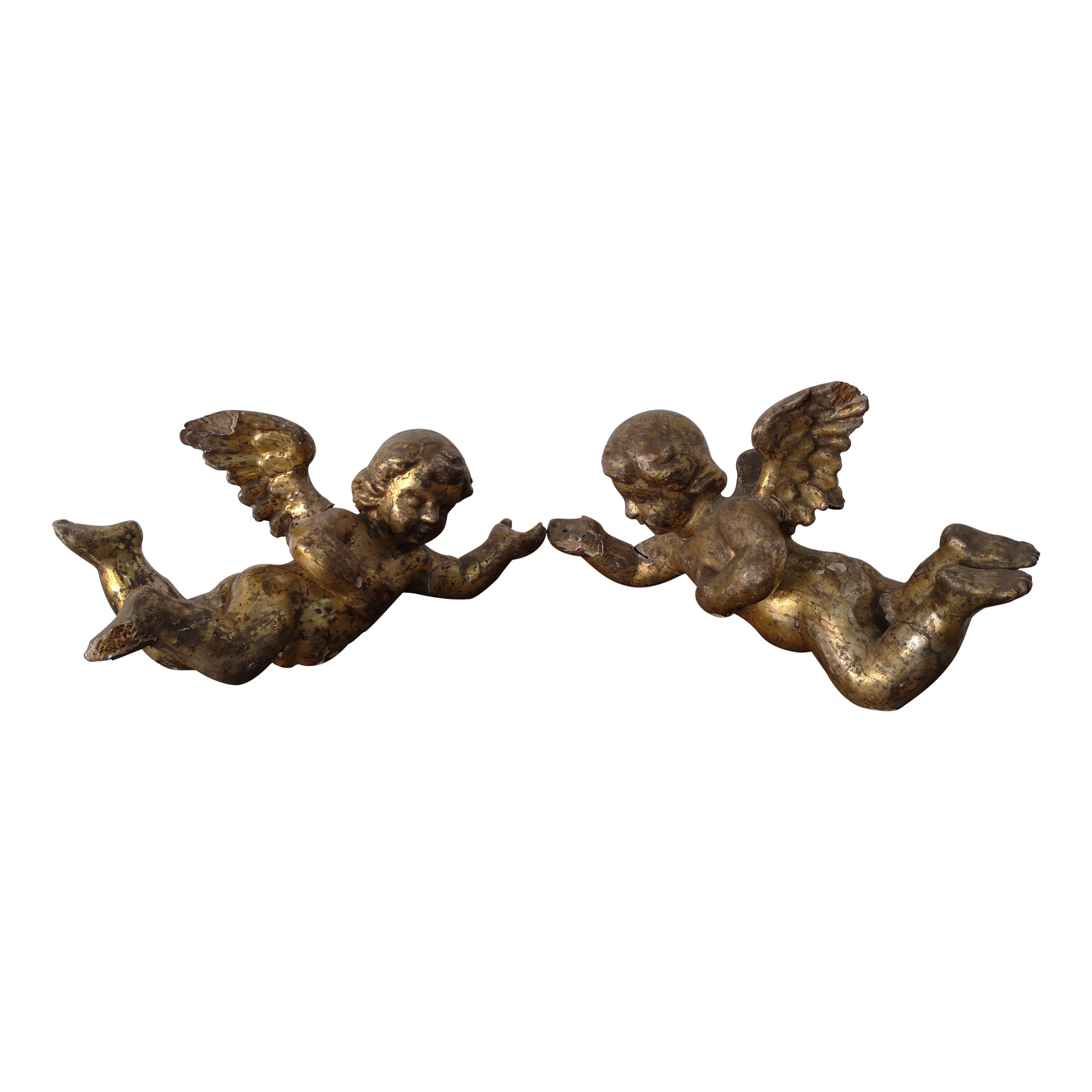 Coppia di Angioletti di legno in Oro Zecchino del 700
