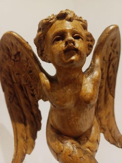 Paire d'anges en bois de tilleul