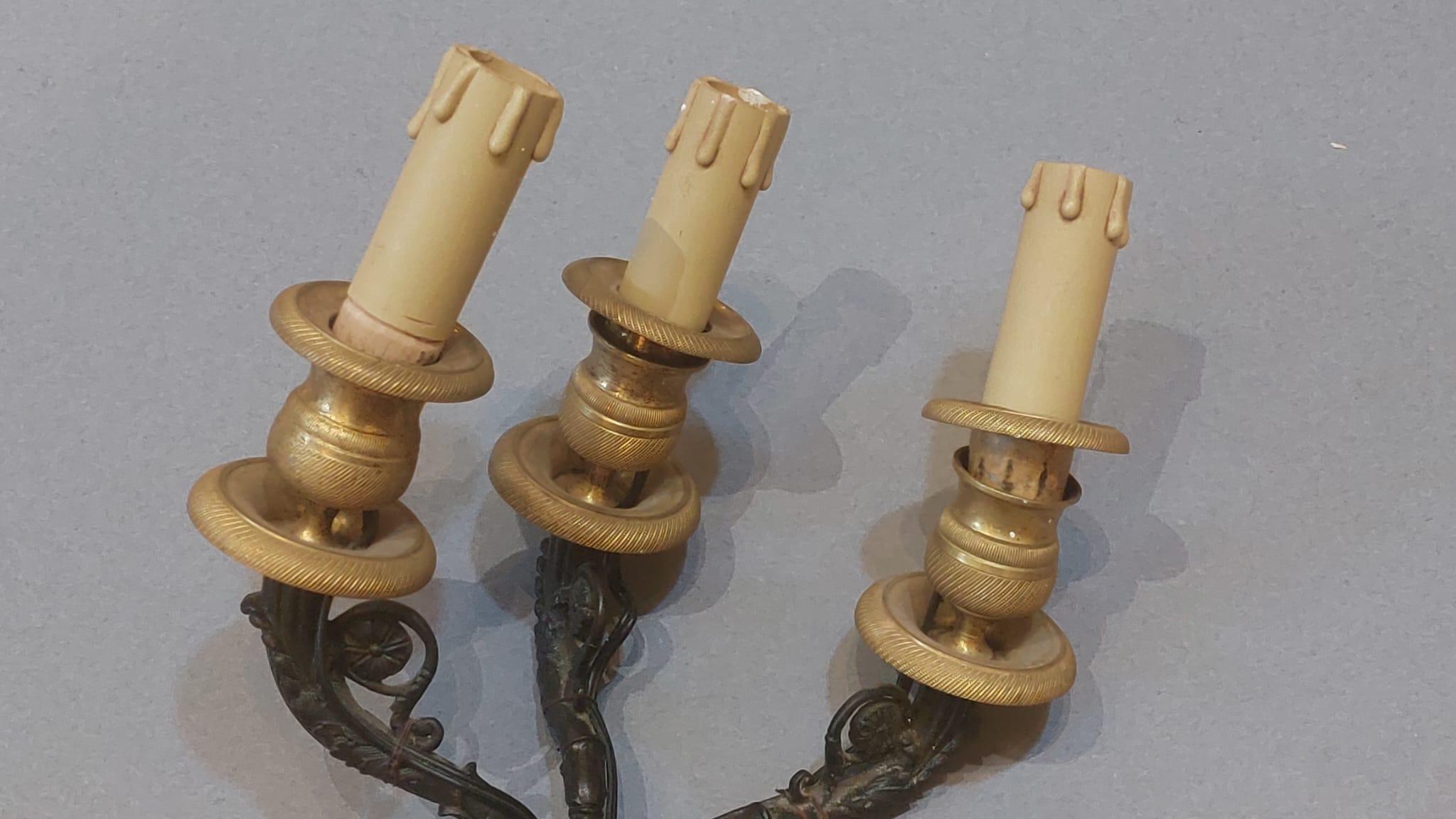 Pair of Empire-style apliques in burnished and gilded bronze For Sale 2