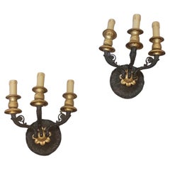 Pair of Empire-style apliques in burnished and gilded bronze