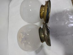 Pair of 1970s Murano glass and colored steel wall sconces