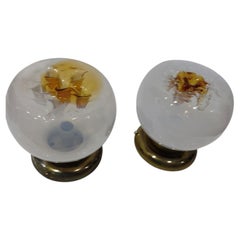 Pair of 1970s Murano glass and colored steel wall sconces